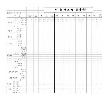 재고자산 평가현황(년,월) 재고자산 평가현황(년,월)